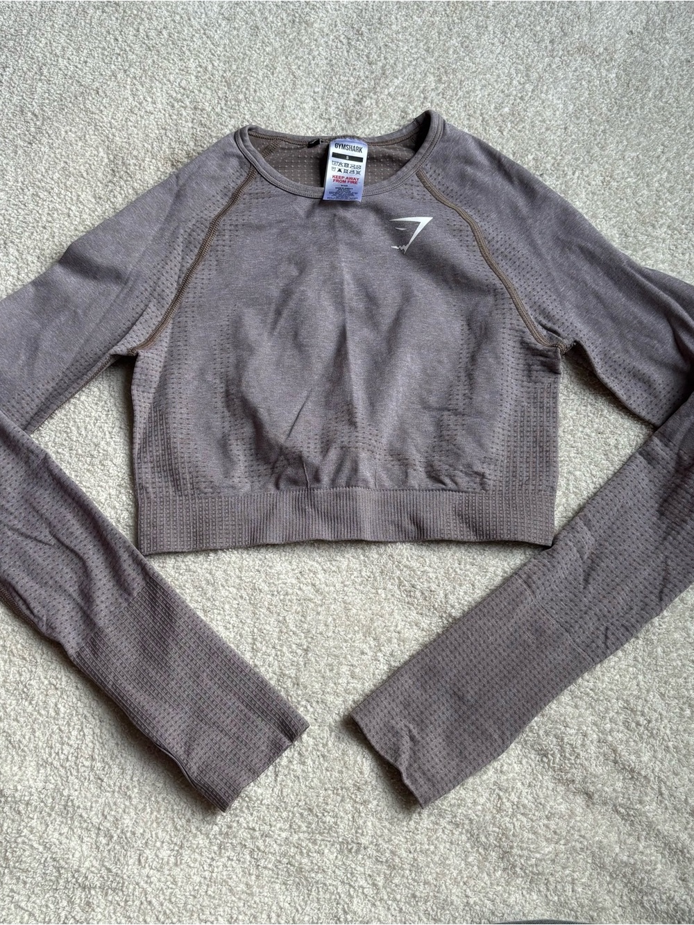 Gymshark Long Sleeve Seamless Crop Top - Taupe Gray